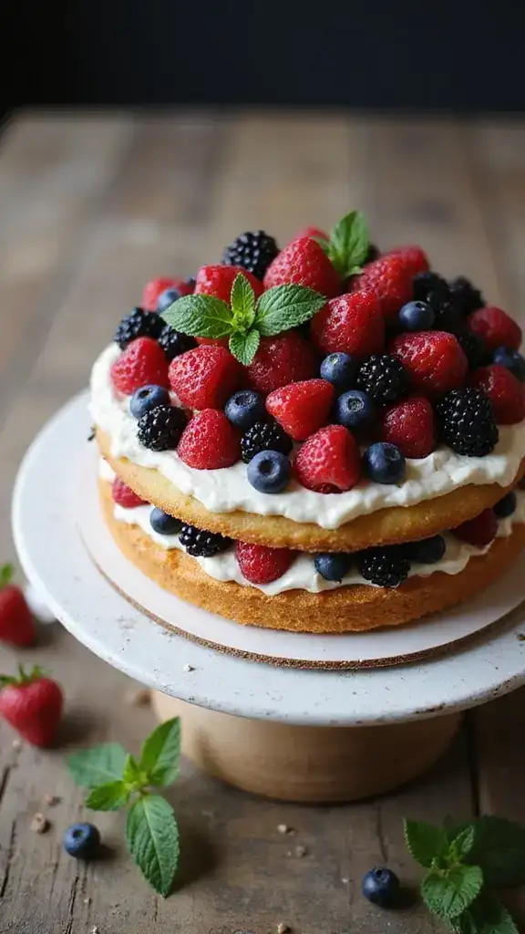 11 Beautiful Naked Aesthetic Cakes That Redefine Rustic Charm! (You’ll Want to Make #5!) - 1. Rustic Berry Delight