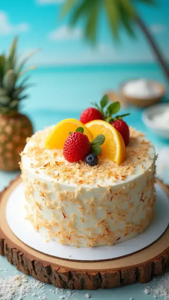 11 Beautiful Naked Aesthetic Cakes That Redefine Rustic Charm! (You’ll Want to Make #5!) - 8. Tropical Coconut Dream