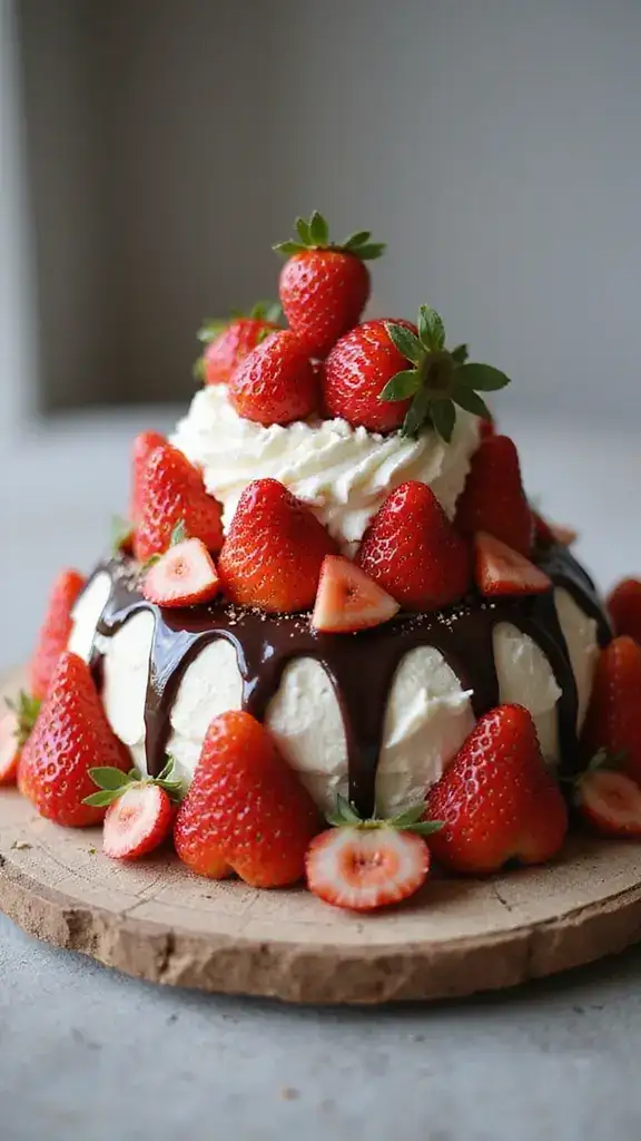 12 Adorable Bento Cake Designs for Your Boyfriend That'll Make His Heart Melt! - 1. Sweetheart Strawberry Mountain