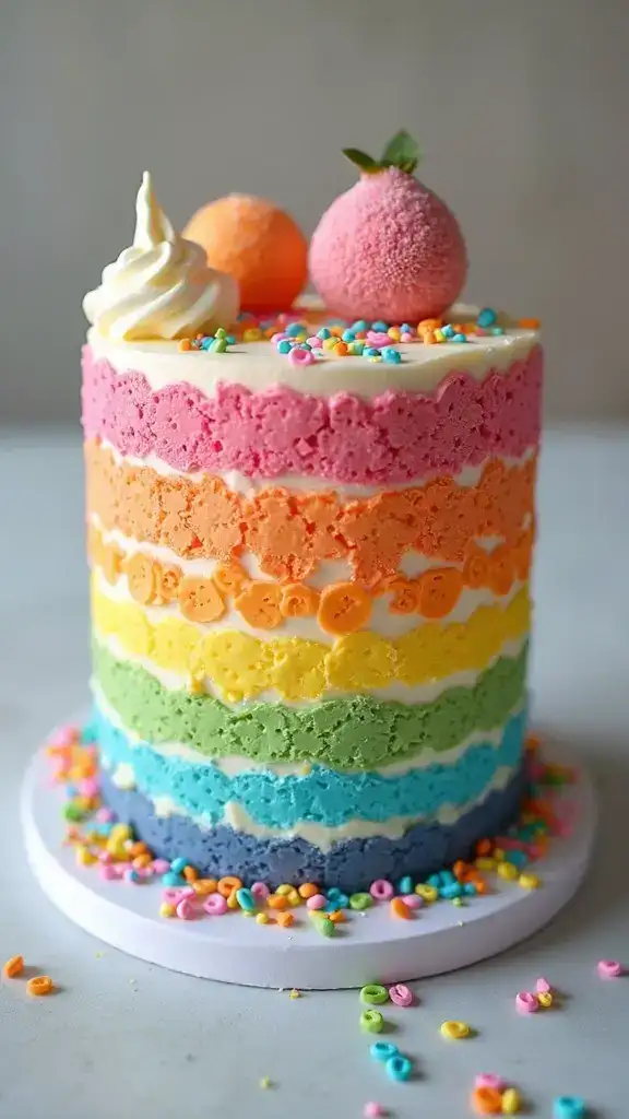 12 Adorable Bento Cake Designs for Your Boyfriend That'll Make His Heart Melt! - 10. Rainbow Surprise
