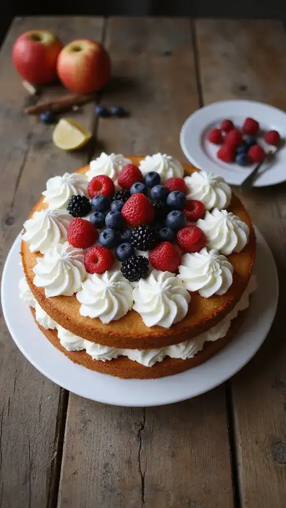 12 Festive Fruit Cake Decorations to Elevate Your Holiday Baking Game! - 2. Whipped Cream Frolic
