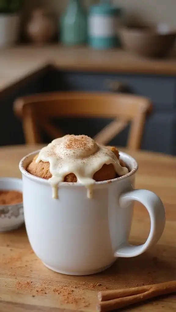 12 Gourmet Mug Cakes That Will Impress Your Dinner Guests (Trust Us on #5!) - 10. Cinnamon Roll Mug Cake