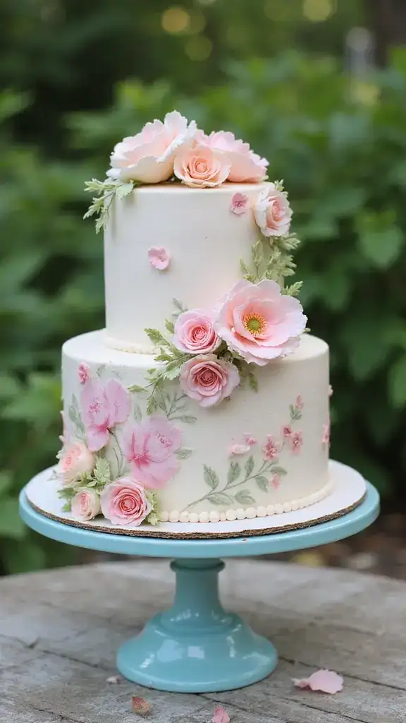 13 Vintage Cake Ideas That Will Make Your Celebration Unforgettable (#5 Is Pure Magic!) - 3. Enchanting Floral Designs