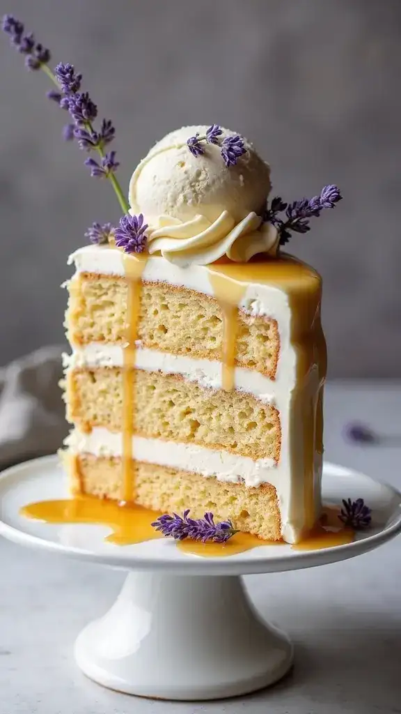 18 Stunning Layered Ice Cream Cakes That Are Almost Too Pretty to Eat (#6 Is a Showstopper!) - 17. Honey Lavender Dream