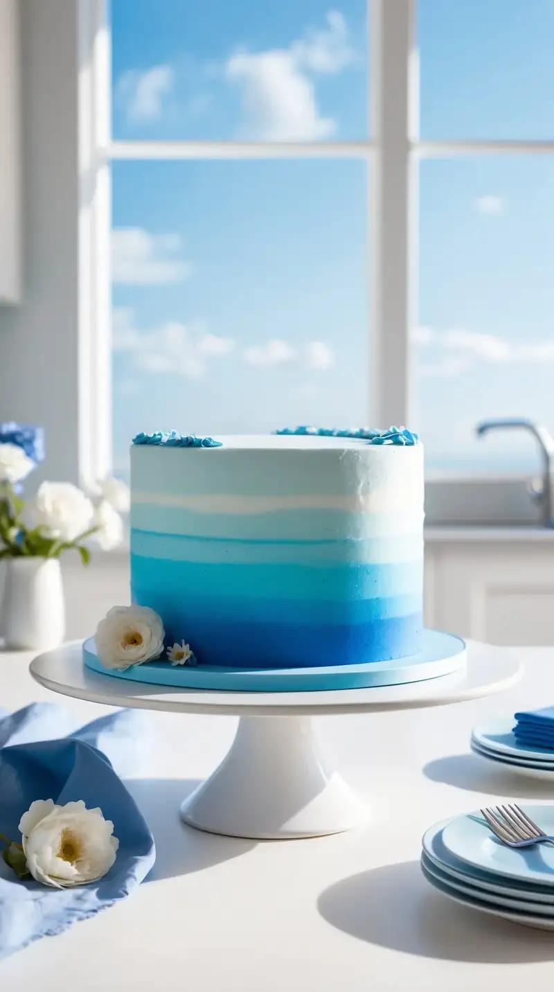 azure ombre cake