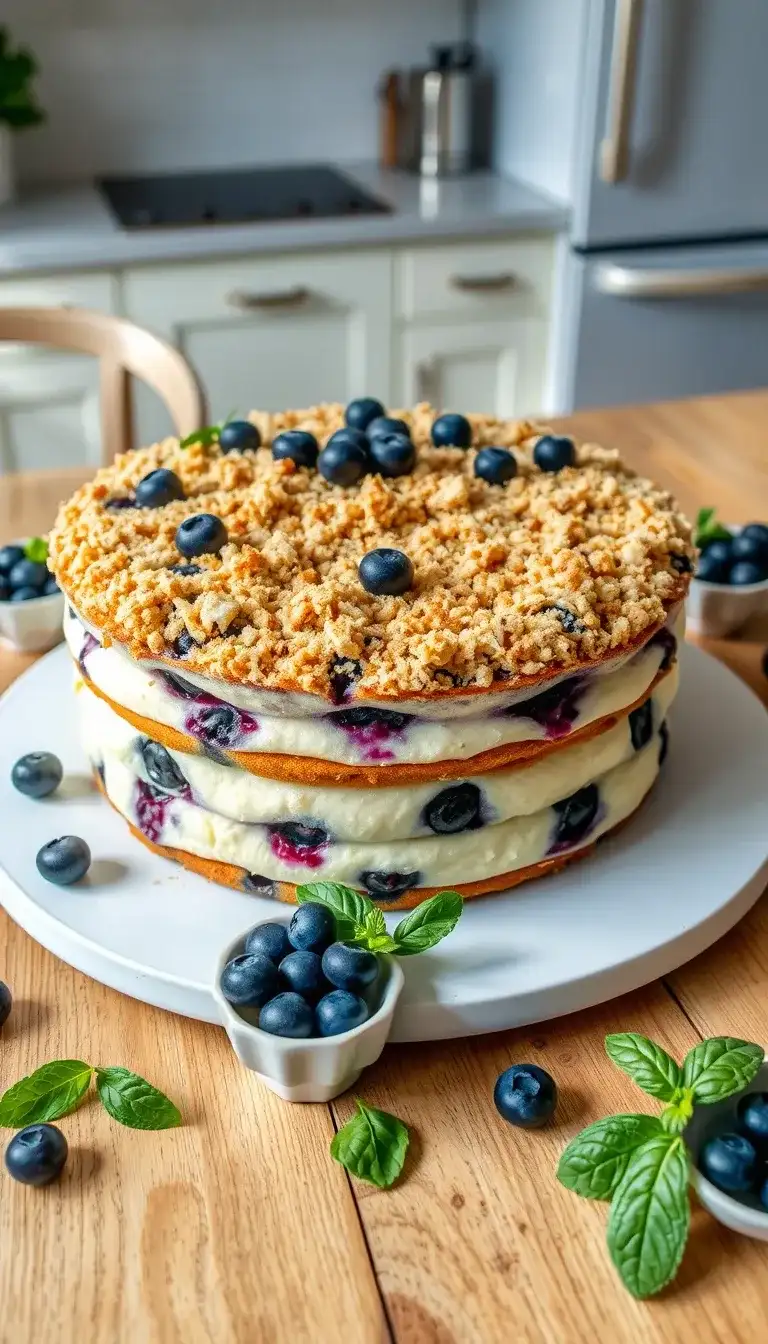 blueberry basil streusel cake