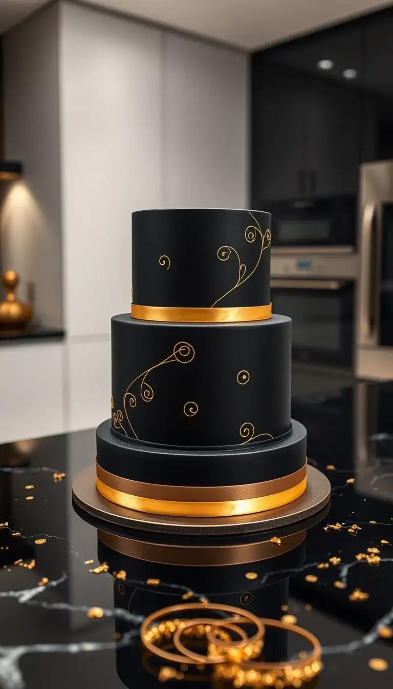 bold black and gold cake