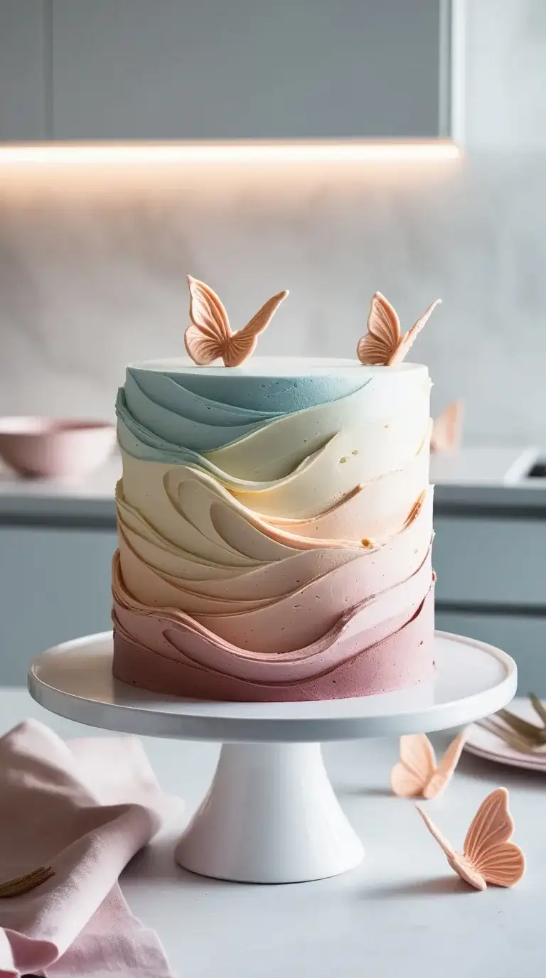 butterfly swirl ombre cake
