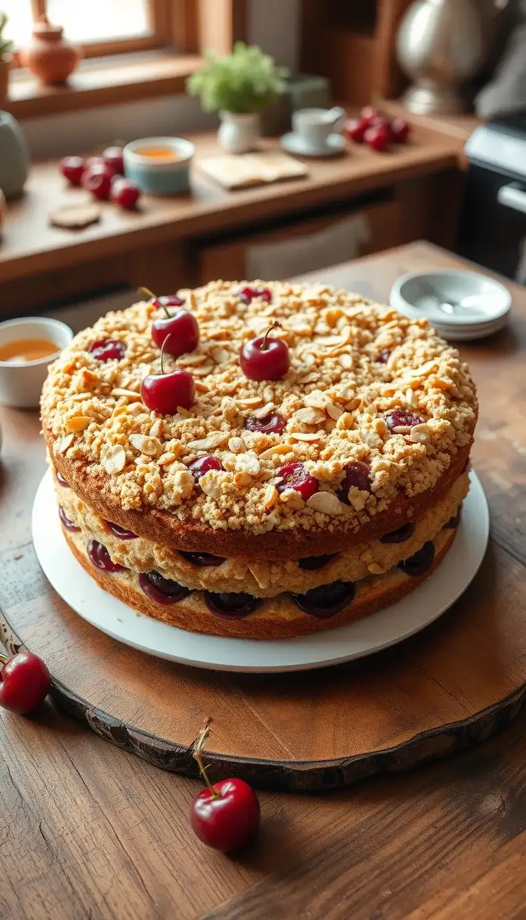 cherry almond crumble cake