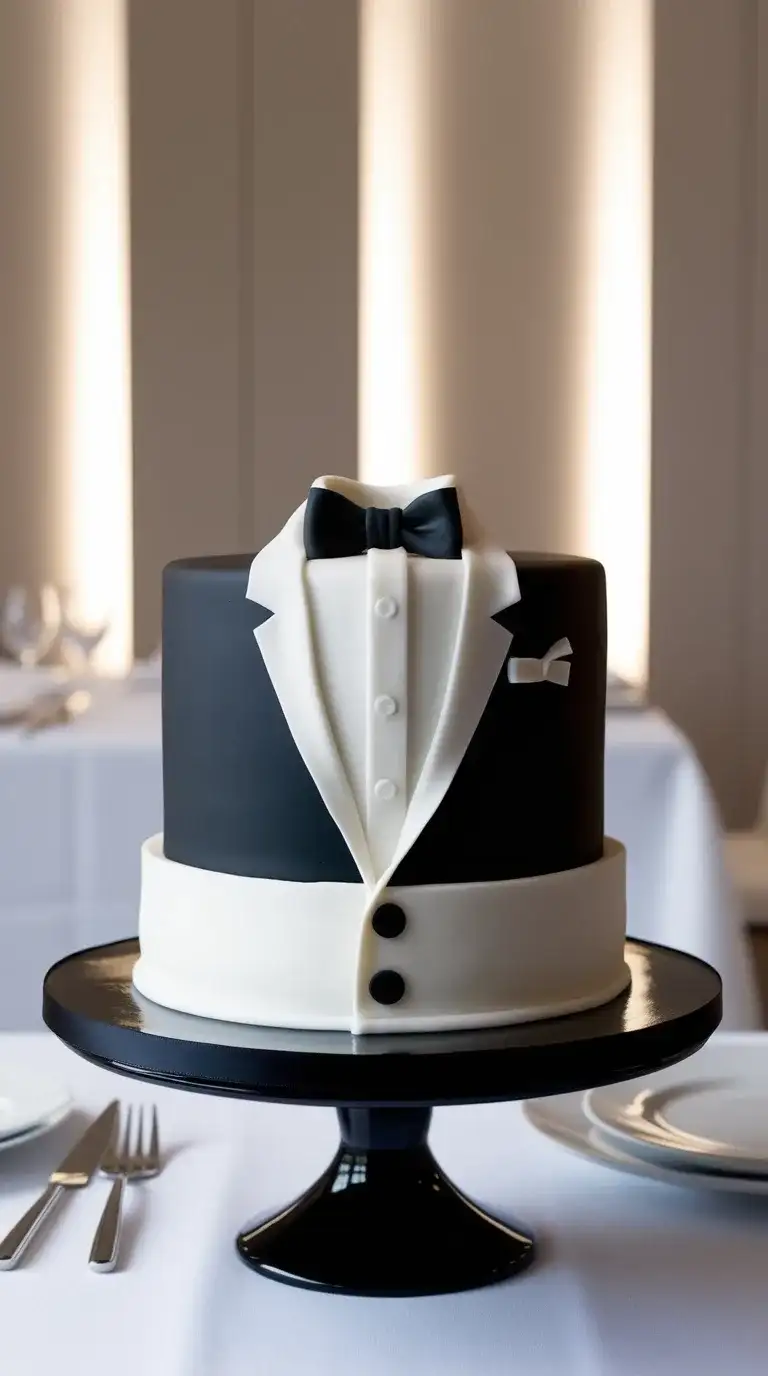 classic black and white tuxedo cake