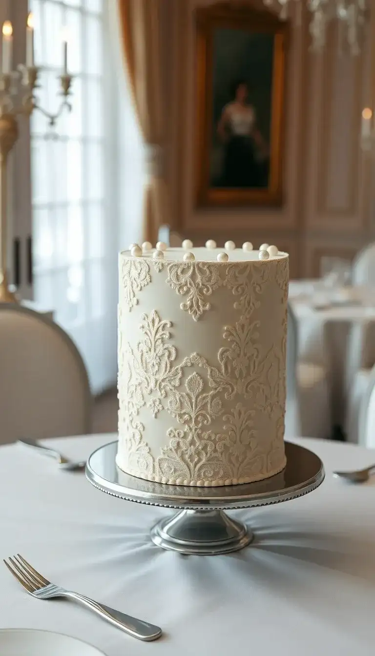 elegant lace and pearls cake