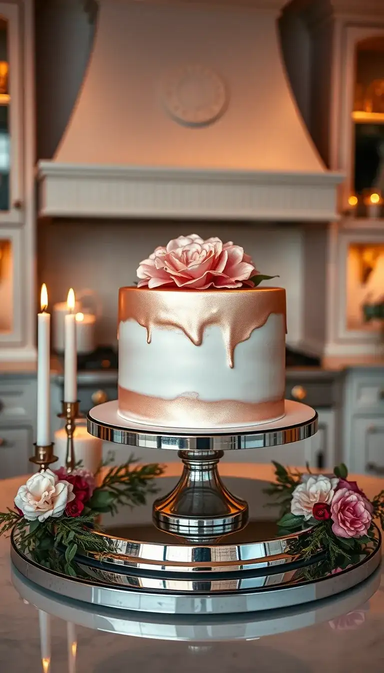 elegant rose gold fondant cake