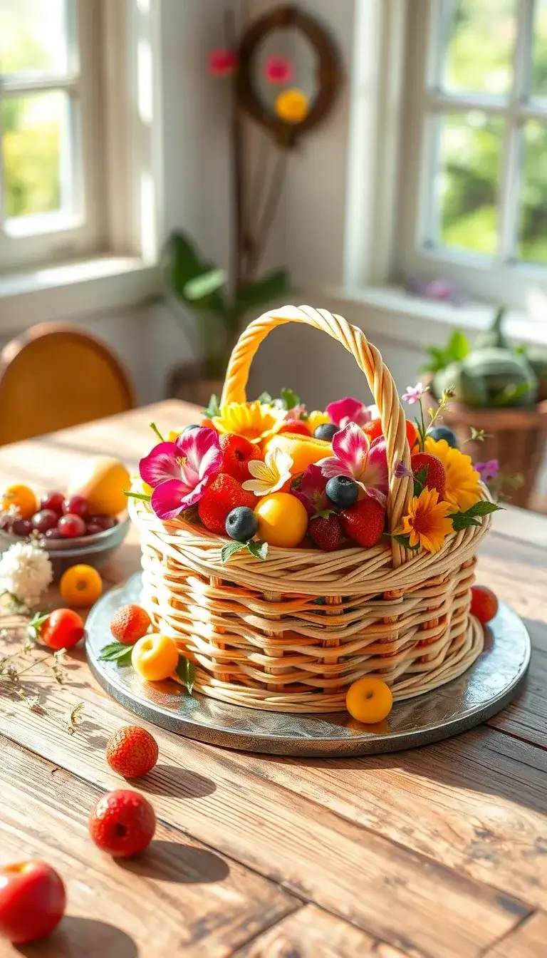 fruit floral basket cake