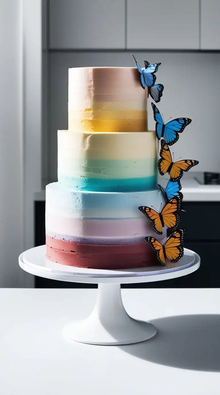 ombre butterfly mosaic cake