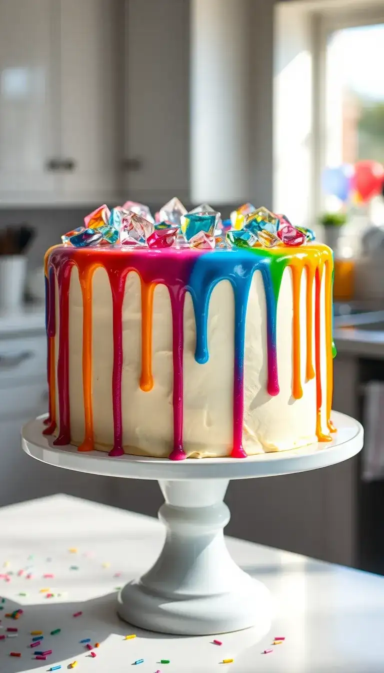 rainbow drip cake