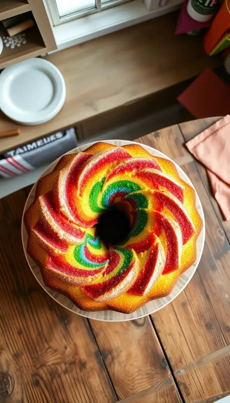 rainbow spiral bundt cake