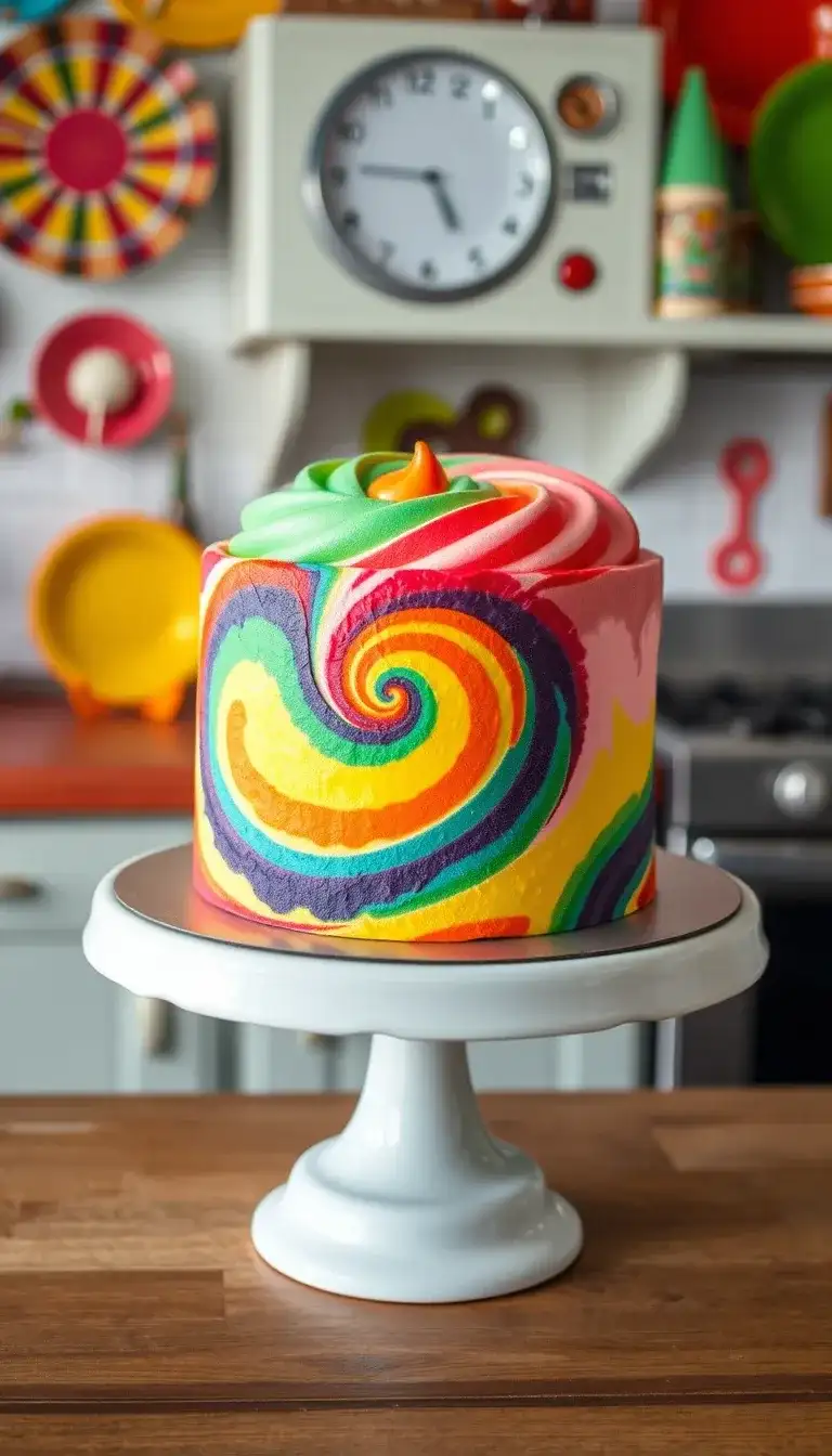 rainbow tie-dye cake