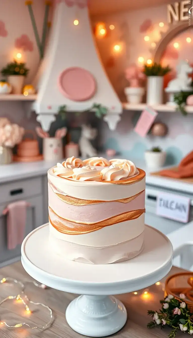 rose gold painted buttercream cake