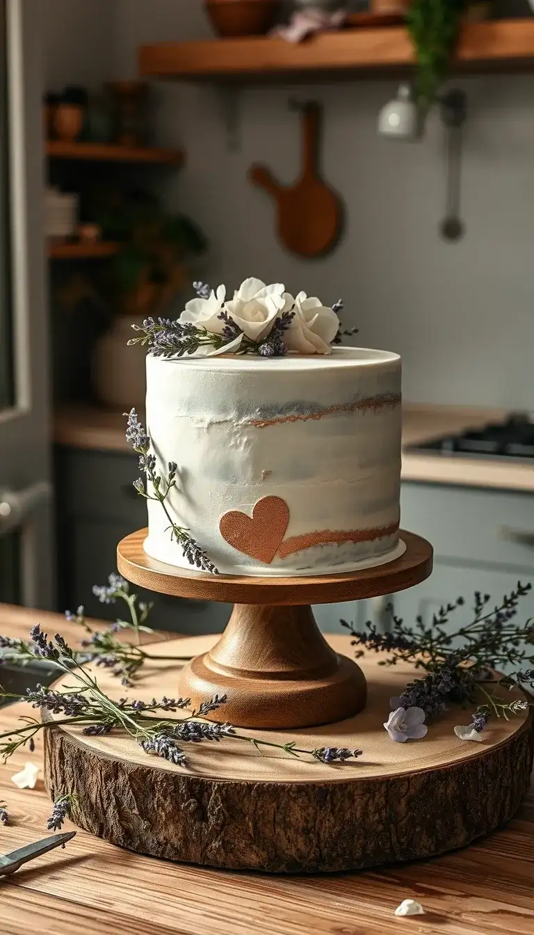 rose gold and lavender cake