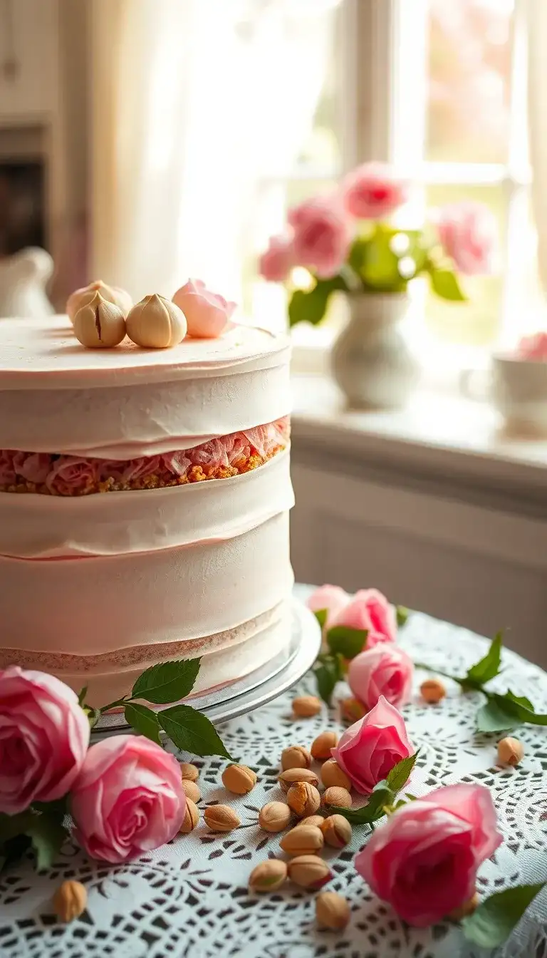 rose water and pistachio cake