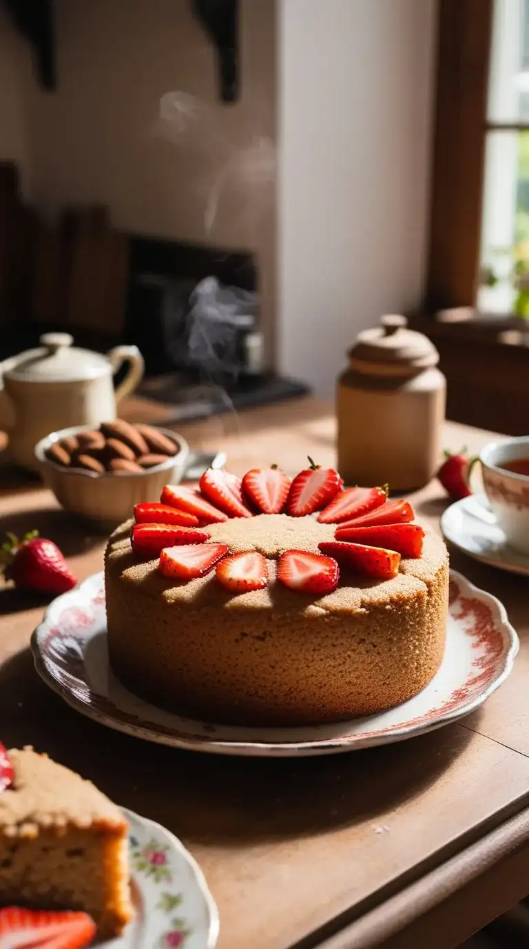 strawberry almond flour cake