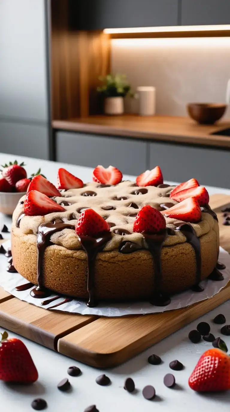 strawberry chocolate chip cookie cake