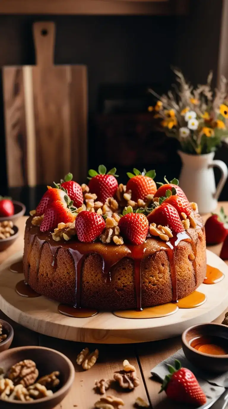 strawberry maple walnut cake