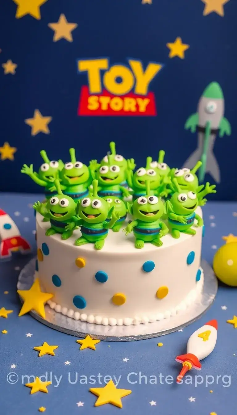 Toy Story Aliens Fondant Cake1.webp