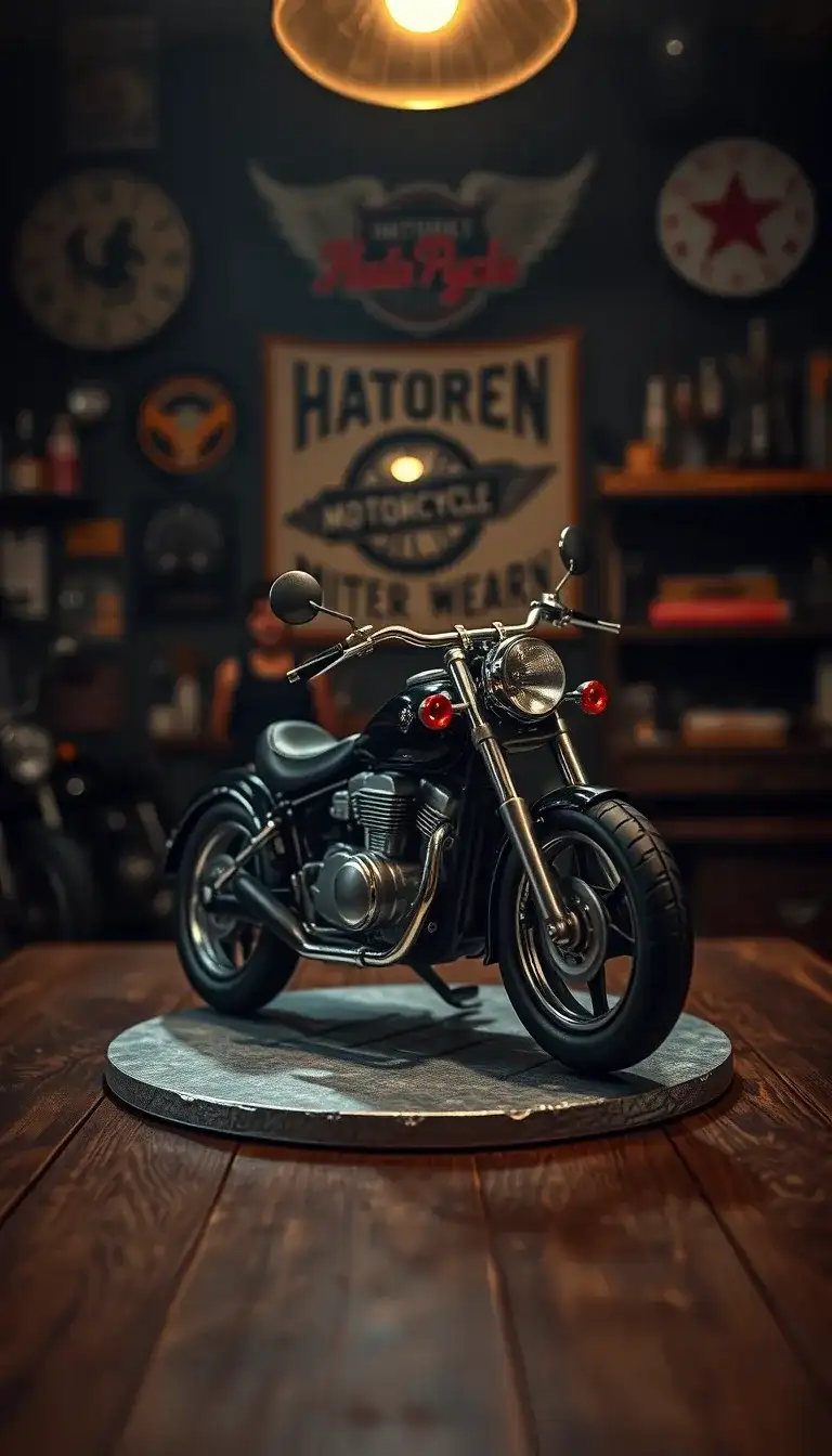 vintage motorcycle cake