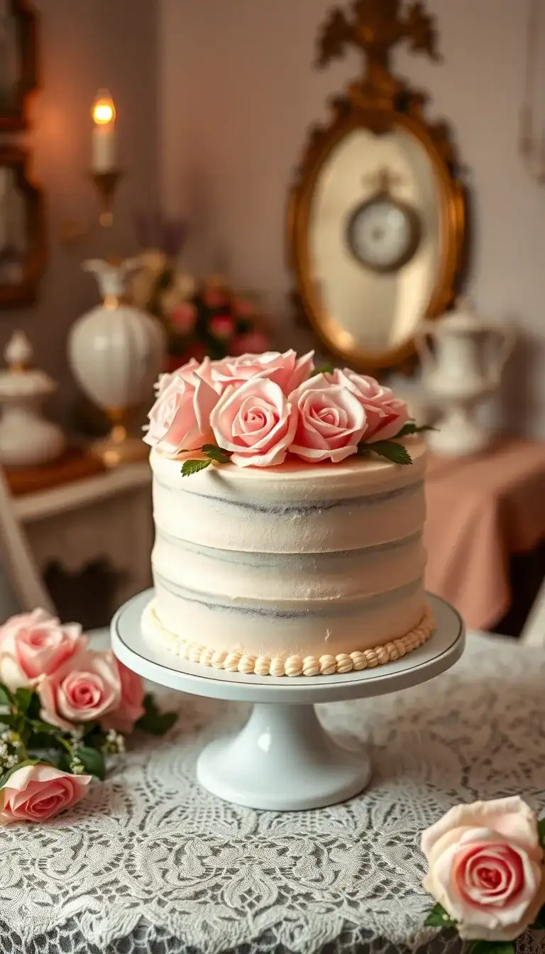 vintage rose layer cake