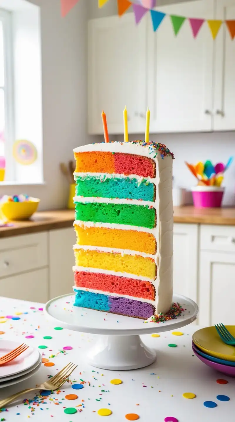 Whimsical Rainbow Cake