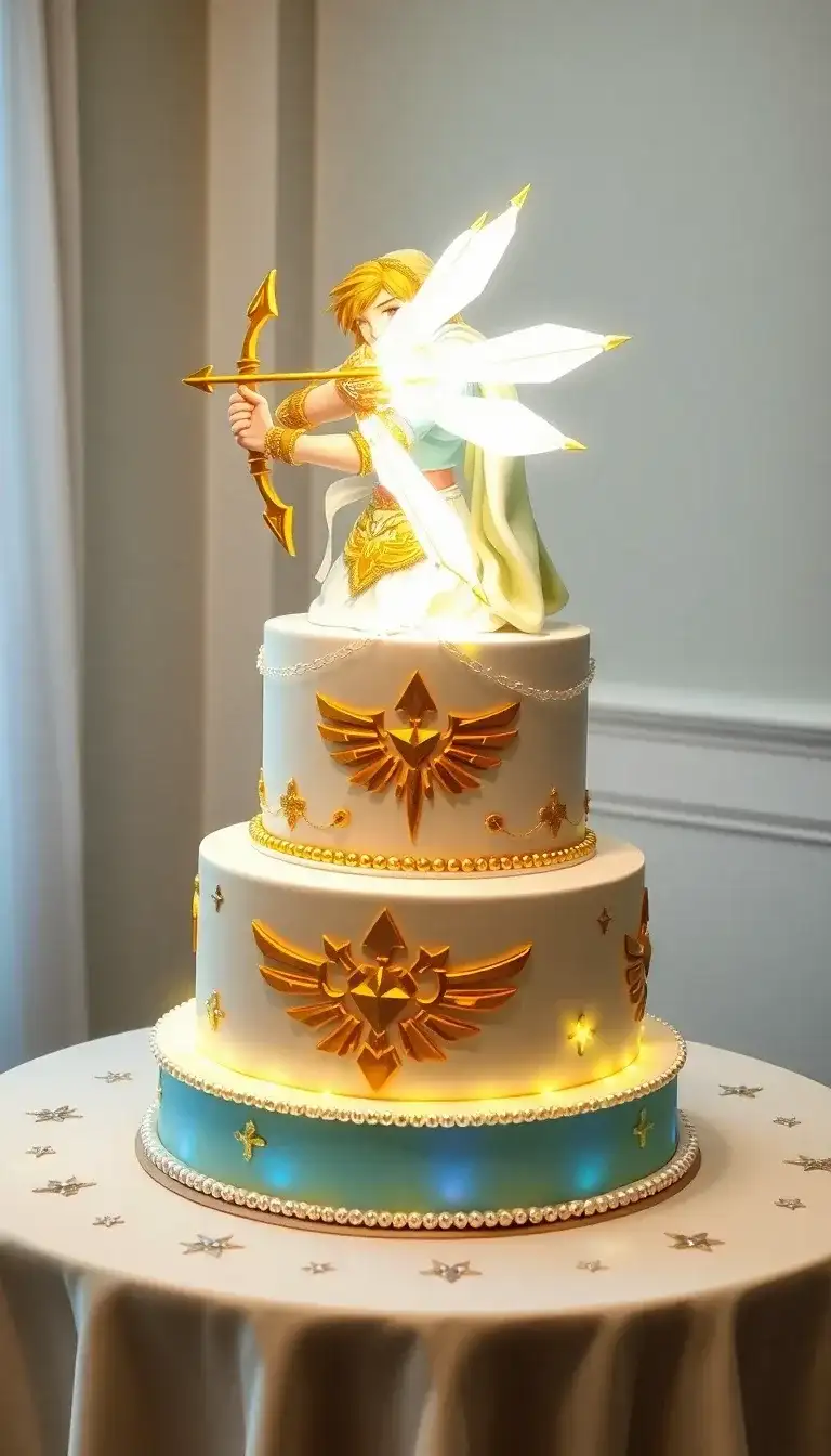 Zelda Light Bow and Arrow Cake1.webp