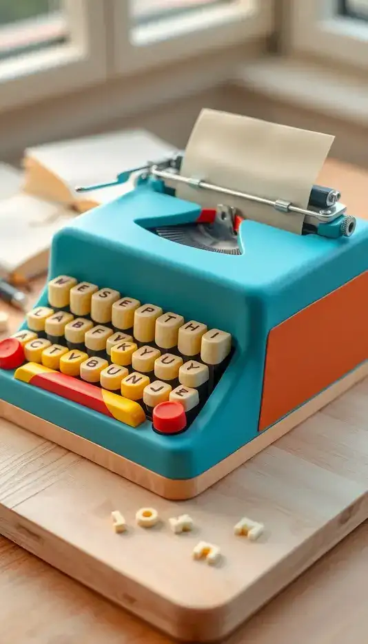 Bright and Colorful Typewriter Cake