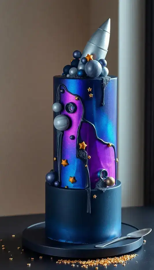 Galaxy Splash Rocket Cake