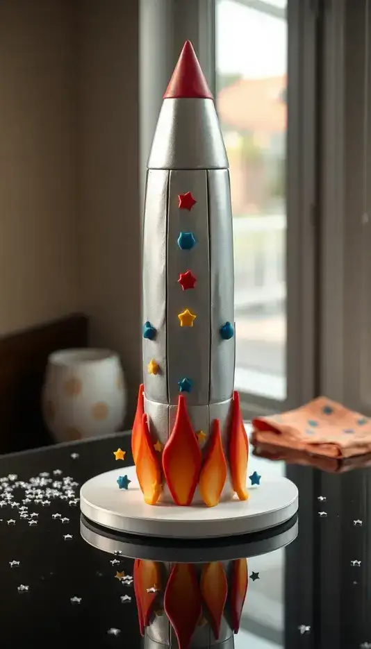 Retro Rocket Design Cake