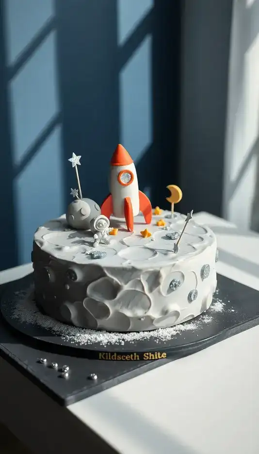 Rocket on Moon Surface Cake
