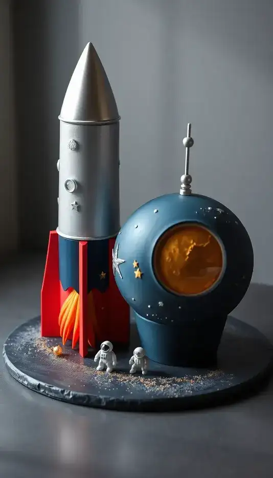 Rocket and Satellite Cake Duo