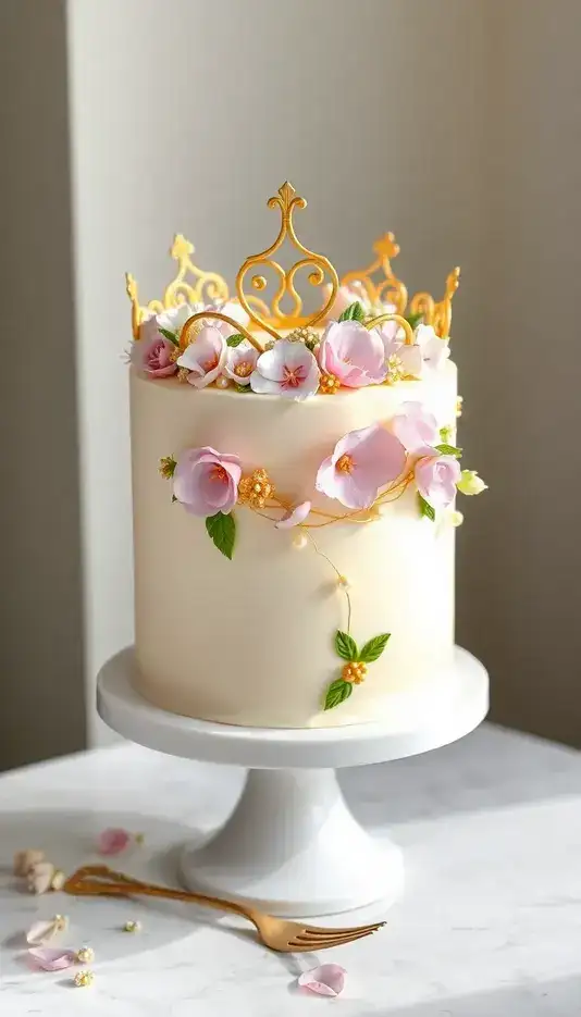 Soft Blue Vintage Floral Cake