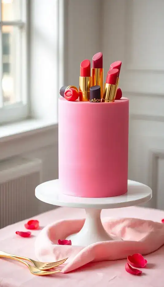 Blush Pink Floral Drip Cake