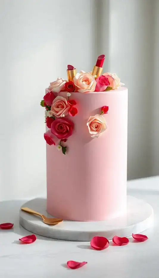 Peach Rosette Ruffle Cake