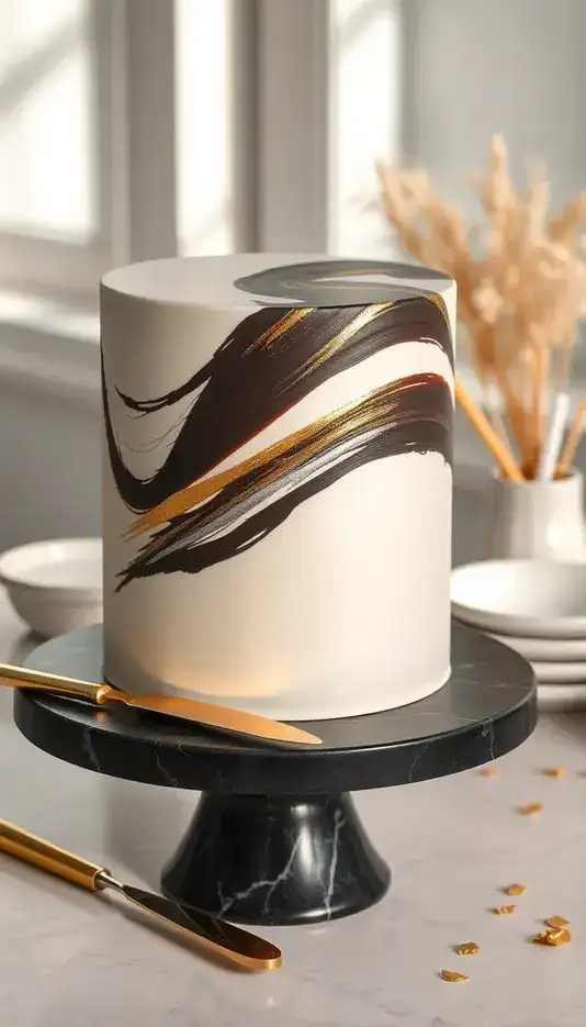Metallic Accented Paintbrush Cake