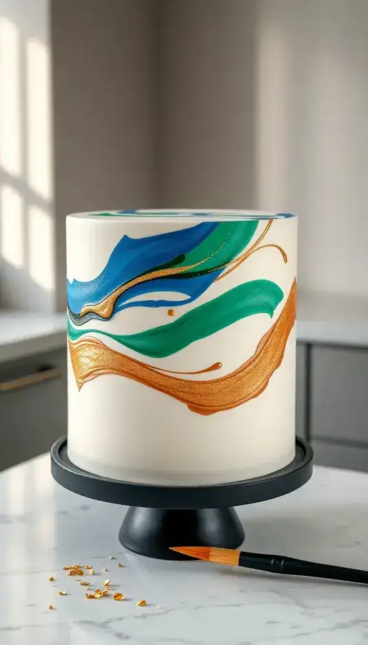 Abstract Swirl Paintbrush Cake