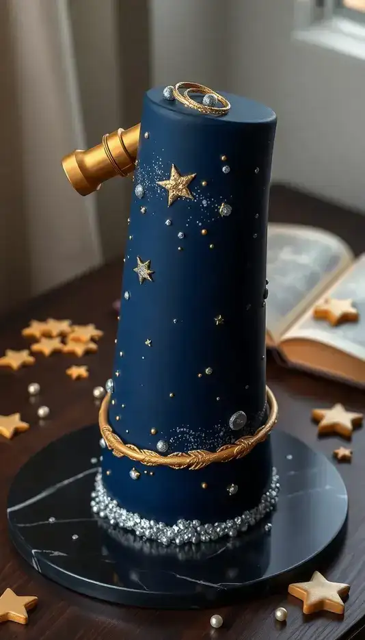 Starry Night Sky Telescope Cake