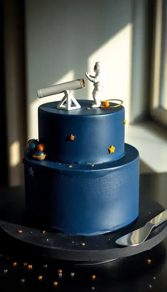 Astronaut and Telescope Scene Cake
