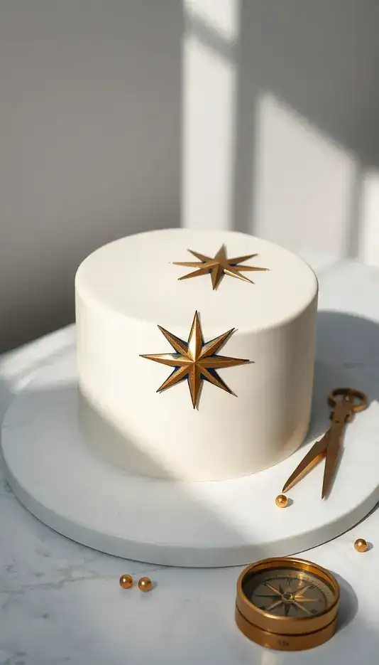 White Cake With Gold Leaf Accents