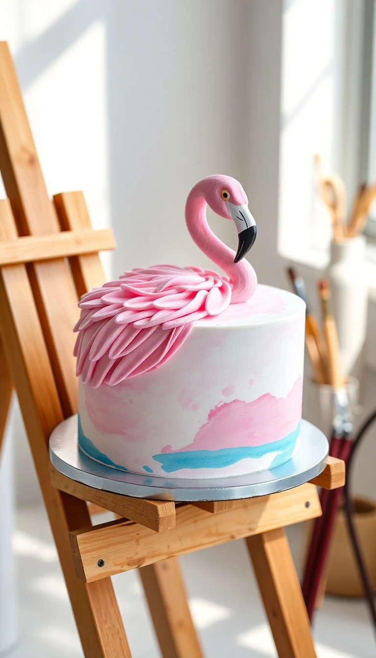 Watercolor Flamingo Cake