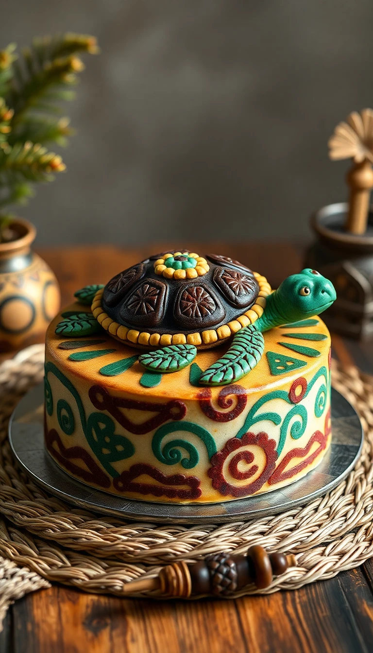 Tribal Turtle Cake
