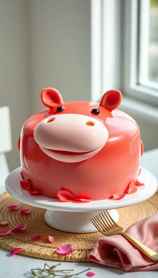 Moo Deng with Lotus Flower Cake