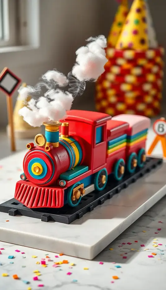 Simple Engine and Car Rainbow Cake
