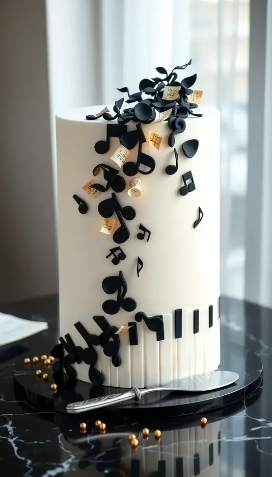 Fondant Music Notes Cascading Down
